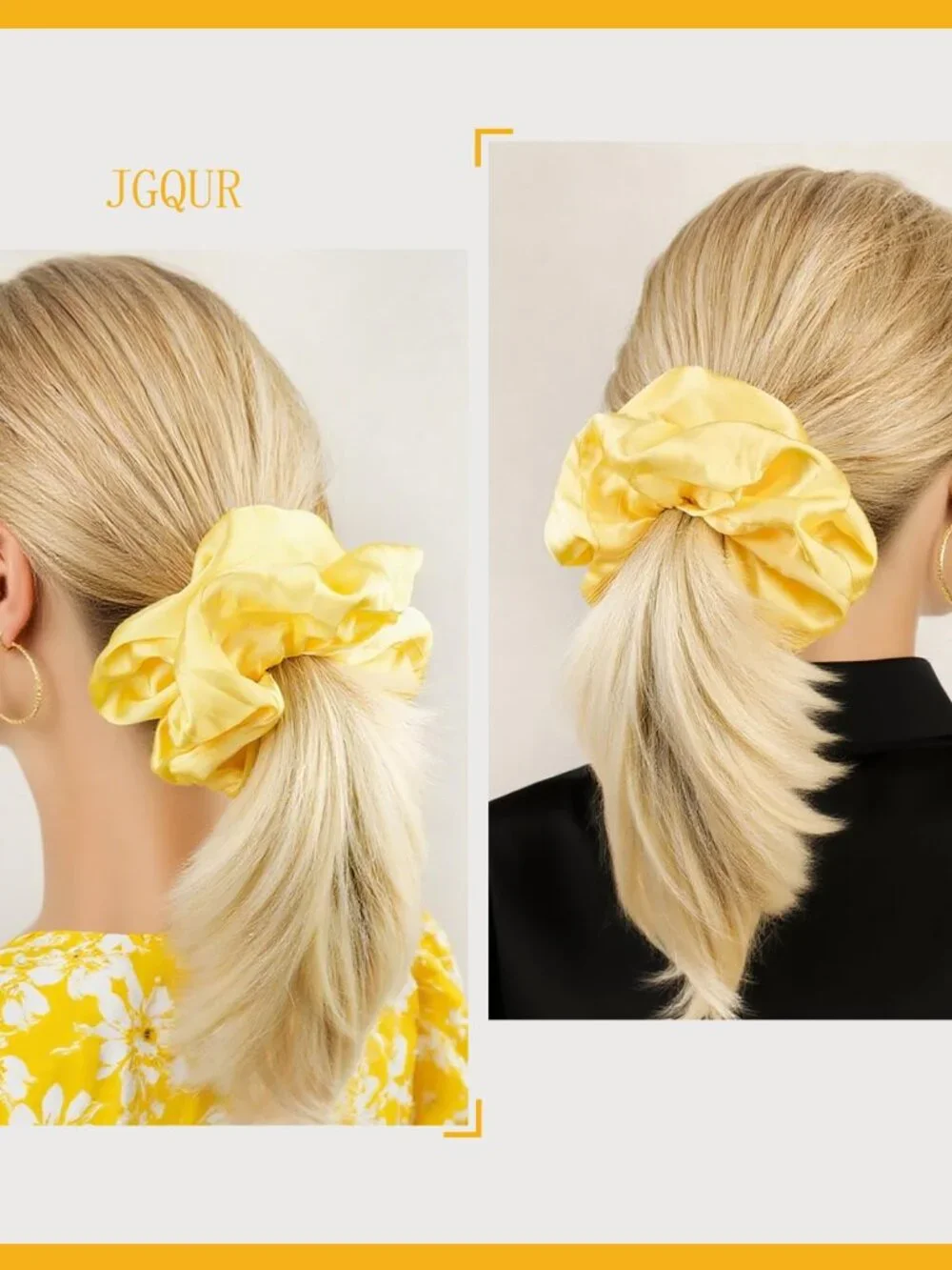 Oversized Satin Scrunchies for Women - 2 Pack Extra Large Hair Ties Accessories,